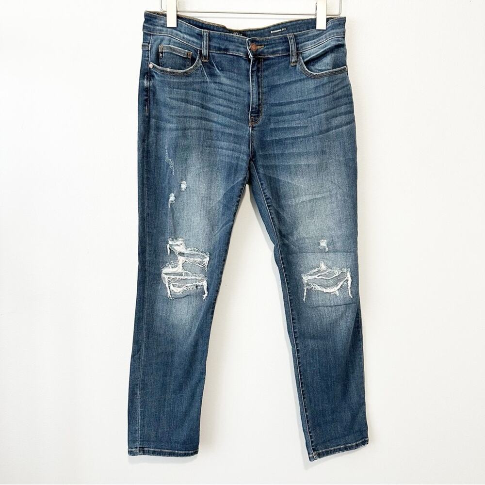 Judy Blue boyfriend fit jeans blue distressed denim size 13 31 stretch
